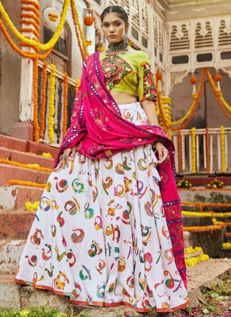 White Colour Shubhkala Raas New Latest Designer Navratri Special Cotton Lehenga Choli Collection 2122